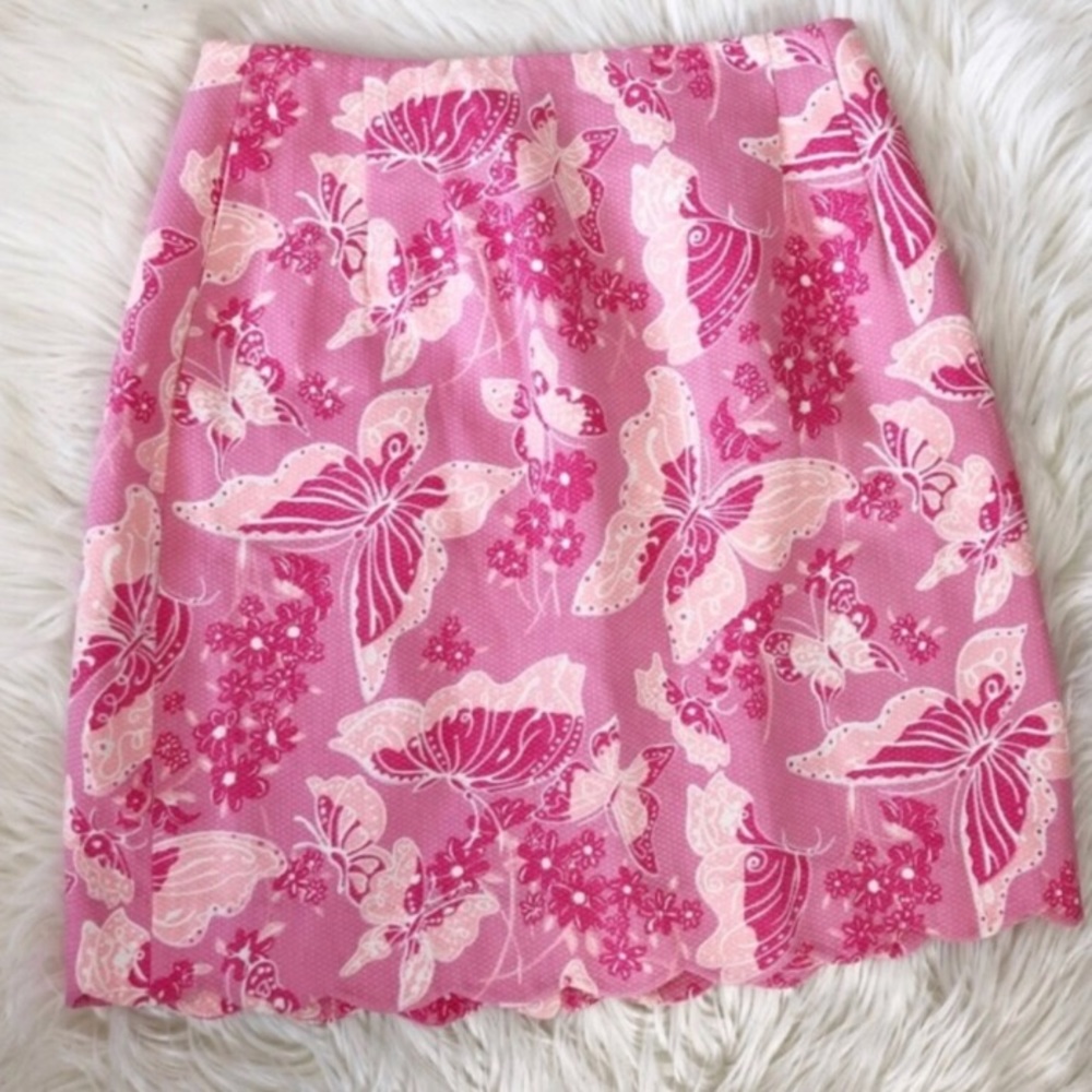 Lilly Pulitzer Pink Embossed Scallop Cut Skirt